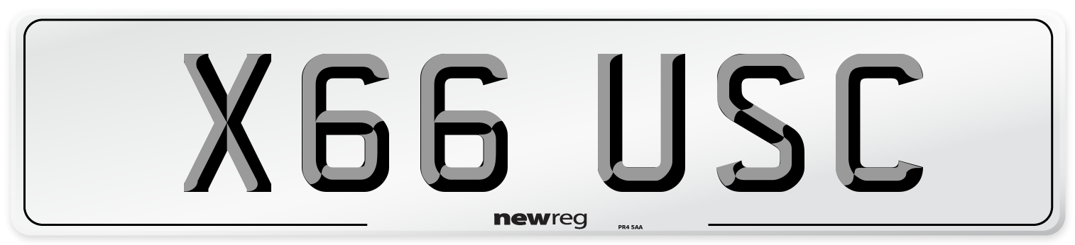X66 USC Number Plate from New Reg